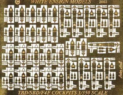 White Ensign Details 1/350 Wildcat, Dauntless, Devastator Cockpit Set for 10 Aircraft Detail Set