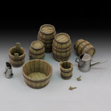 Royal Model 1/35 Wine Barrels, Farm Buckets, Pitchers (Resin) Kit