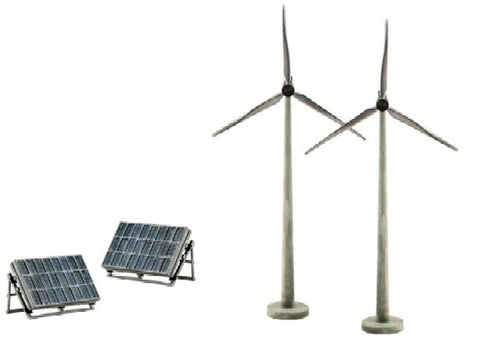 Woodland Scenics Scene-A-Rama Scene Setters Alternative Energy Set: Wind Turbines & Solar Panels (2 ea)