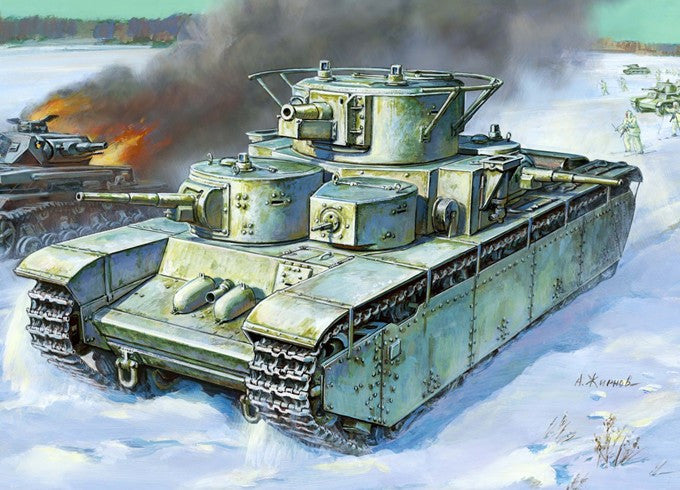 Zvezda Military 1/100 Soviet T35 Heavy Tank Snap Kit
