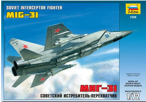 Zvezda Aircraft 1/72 Soviet MiG31 Interceptor Fighter Kit
