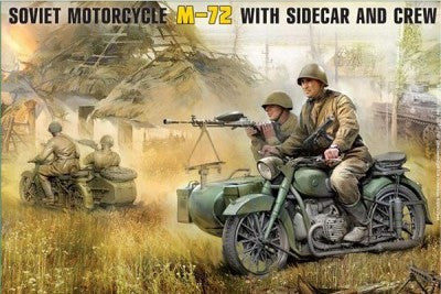 Zvezda Military 1/35 Soviet M72 Motorcycle w/Sidecar & Crew Kit